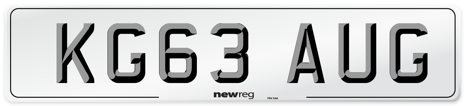 KG63 AUG Number Plate from New Reg